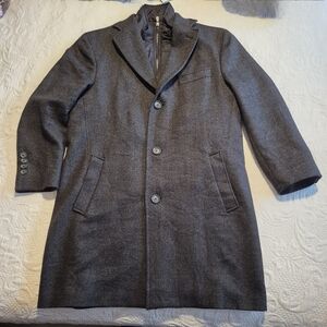 Jack Victor men's 40R Delman wool blend coat, removable bib section Charcoal EUC